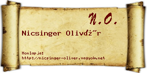Nicsinger Olivér névjegykártya